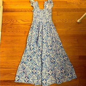 Hill House Blue and White Floral Nap Dress Sz XS